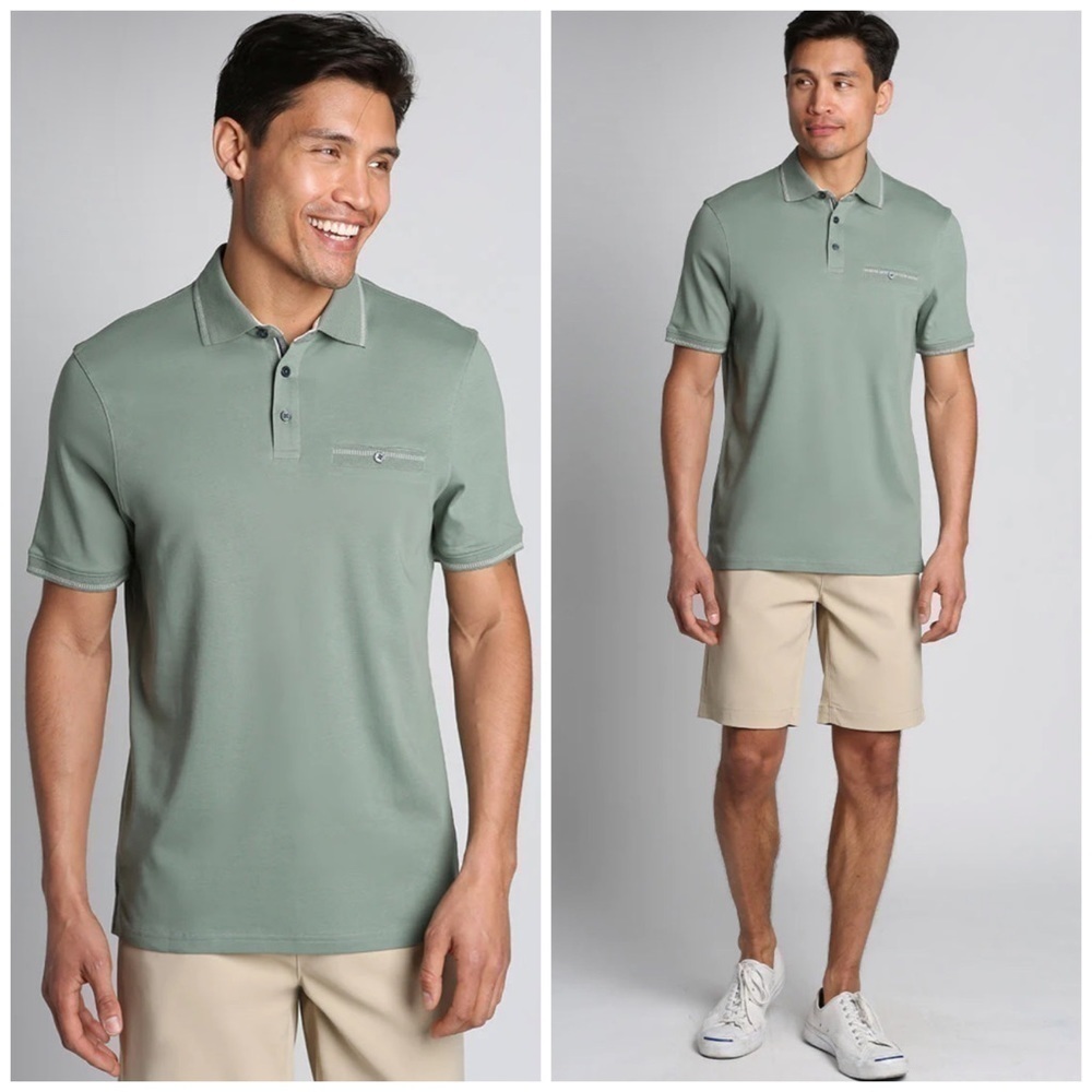 Jachs New York Green Luxe Cotton Interlock Polo Shirt Short Sleeve Men’s Large